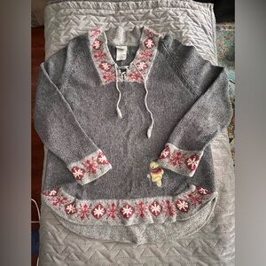 Winnie the Pooh Gray Knit Fair Isle Wool Blend Snowflake Women's Sweater ⛄️